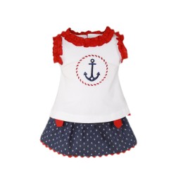 (22059) CONJUNTO RANITA VOLANTES Y BLUSA ESTAMPADA