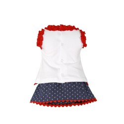 (22059) CONJUNTO RANITA VOLANTES Y BLUSA ESTAMPADA