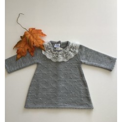 (24065) ROPA VESTIDO PUNTO CUELLO PUNTILLA