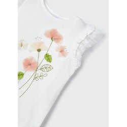 (29372) CAMISETA M/C FLORES APLIQUE