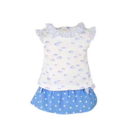 (27066) CONJUNTO FALDA BEBÉ BARCOS