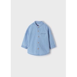 (26538) CAMISA M/L CUELLO MAO DENIM